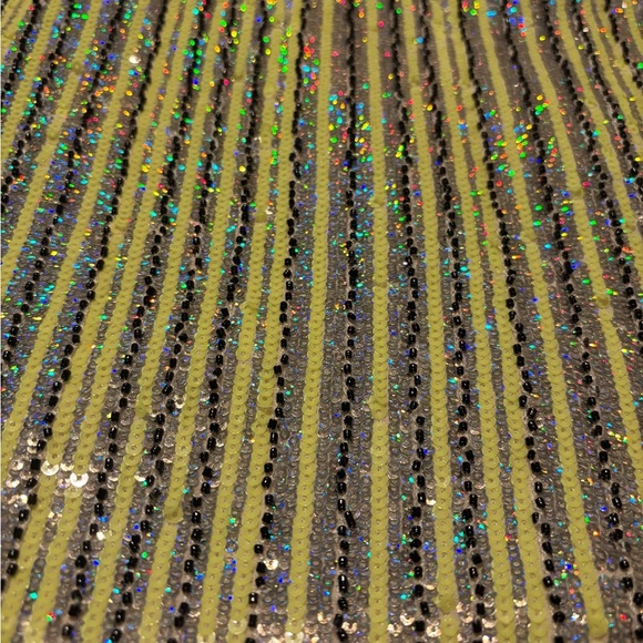 Sequin & beads Striped Skirt size large - Picture 2 of 5